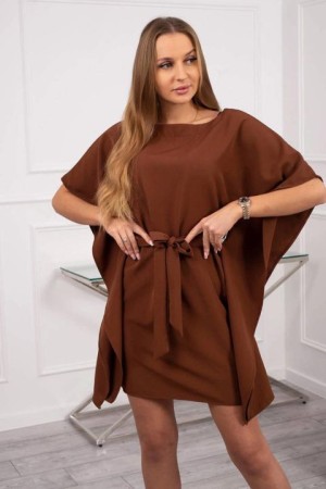 Rochie maro scurta de zi vara cu cordon in talie