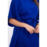 Rochie mini albastra cu cordon in talie