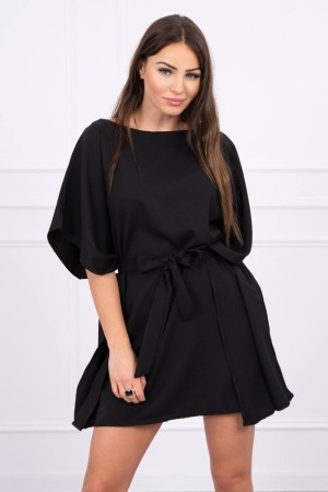 Rochie mini neagra cu cordon in talie