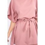 Rochie mini roz cu cordon in talie Rochie mini roz cu cordon in talie