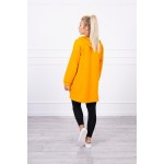 Cardigan dama mustar asimetric cu gluga Cardigan dama mustar asimetric cu gluga