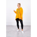 Cardigan dama mustar asimetric cu gluga Cardigan dama mustar asimetric cu gluga