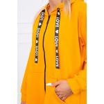 Cardigan dama mustar asimetric cu gluga Cardigan dama mustar asimetric cu gluga