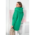 Cardigan vatuit verde din bumbac asimetric cu gluga