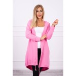 Cardigan primavara-toamna asimetric roz cu gluga