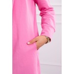 Cardigan primavara-toamna asimetric roz cu gluga