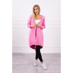 Cardigan primavara-toamna asimetric roz cu gluga