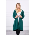 Cardigan primavara-toamna asimetric verde cu gluga