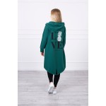 Cardigan primavara-toamna asimetric verde cu gluga