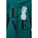 Cardigan primavara-toamna asimetric verde cu gluga