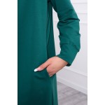 Cardigan primavara-toamna asimetric verde cu gluga
