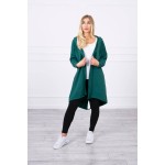 Cardigan primavara-toamna asimetric verde cu gluga