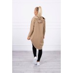 Hanorac camel scurt in fata si lung in spate cu gluga