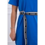 Rochie casual sport mini albastra cu cordon in talie