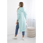 Hanorac lung verde menta gros cu gluga pentru femei
