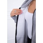 Hanorac gri lung de dama gros