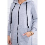 Hanorac gri lung de dama gros