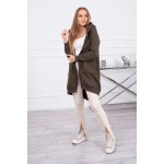 Cardigan gros dama, kaki cu gluga si fermoar asimetric Cardigan gros dama, kaki cu gluga si fermoar asimetric