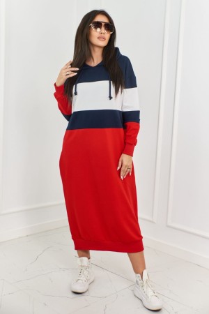 Rochie sport lunga oversize din bumbac in trei culori cu gluga