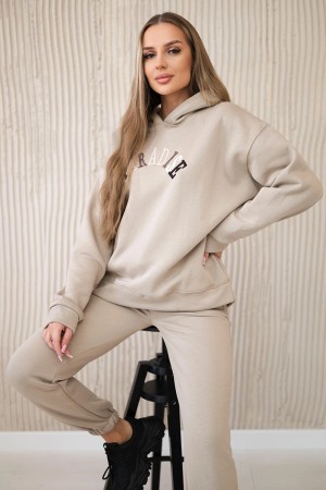 Trening dama gros iarna casual bej Paradise, 90% bumbac