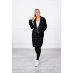 Cardigan tip palton cu maneci tricotate negru