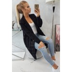 Cardigan tip palton cu maneci tricotate negru