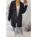 Cardigan tip palton cu maneci tricotate negru