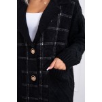 Cardigan tip palton cu maneci tricotate negru