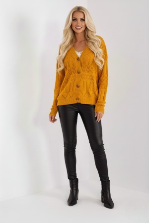 Cardigan tricotat mustar oversize cu nasturi