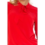 Bluza dama eleganta rosie cu funda decorativa