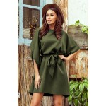 Rochie tip fluture kaki cu cordon in talie Rochie tip fluture kaki cu cordon in talie