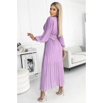 Rochie lila de ocazie lunga vaporoasa si plisata Rochie lila de ocazie lunga vaporoasa si plisata
