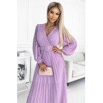 Rochie lila de ocazie lunga vaporoasa si plisata Rochie lila de ocazie lunga vaporoasa si plisata
