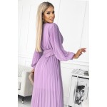 Rochie lila de ocazie lunga vaporoasa si plisata Rochie lila de ocazie lunga vaporoasa si plisata