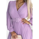 Rochie lila de ocazie lunga vaporoasa si plisata Rochie lila de ocazie lunga vaporoasa si plisata