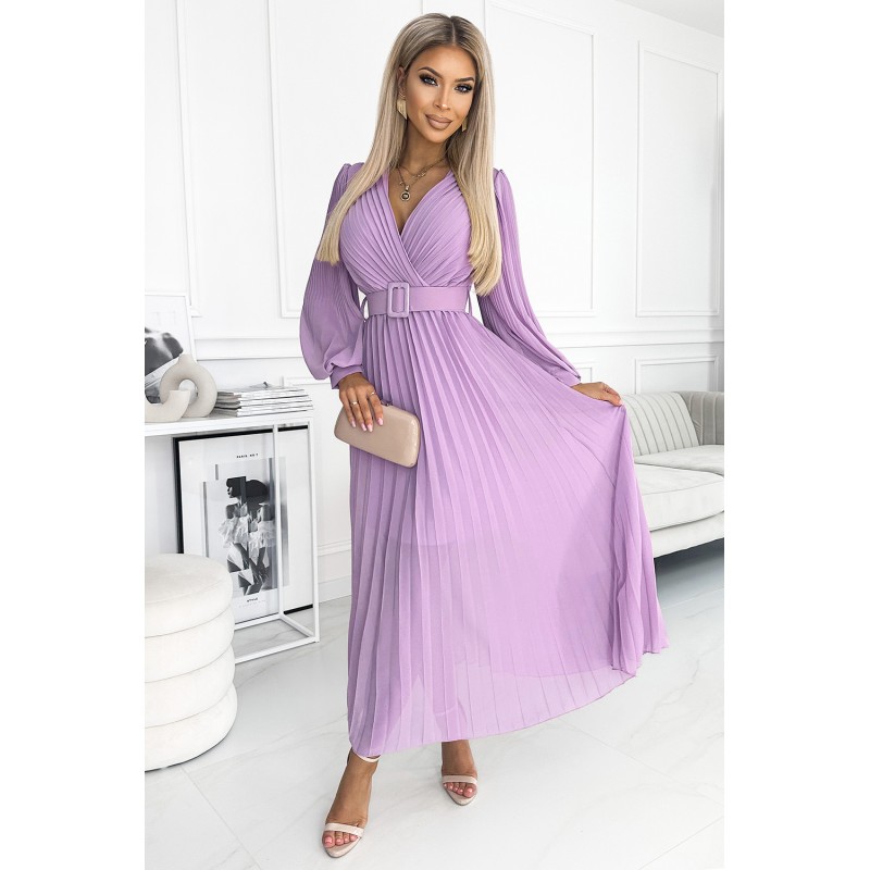 Rochie lila de ocazie lunga vaporoasa si plisata Rochie lila de ocazie lunga vaporoasa si plisata