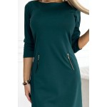 Rochie verde de zi office cu croiala dreapta
