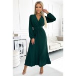 Rochie plisata eleganta verde de nunta zi