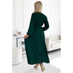 Rochie plisata eleganta verde de nunta zi