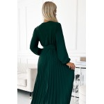 Rochie plisata eleganta verde de nunta zi