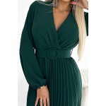 Rochie plisata eleganta verde de nunta zi