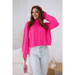 Pulover roz scurt de dama, tricotat, cozy Pulover roz scurt de dama, tricotat, cozy