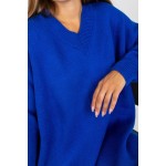 Pulover lung dama albastru oversize pentru colant Pulover lung dama albastru oversize pentru colant