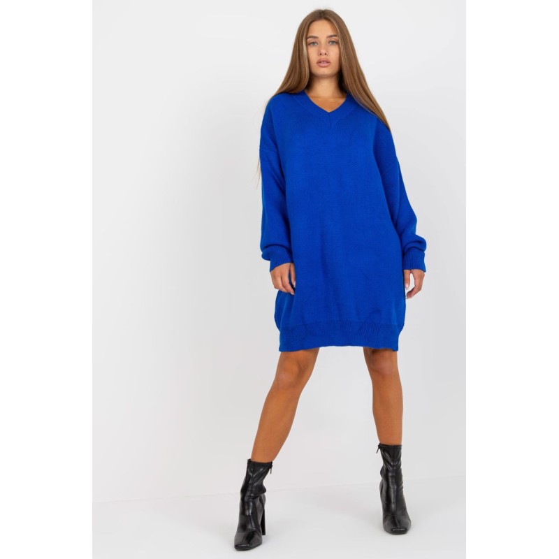 Pulover lung dama albastru oversize pentru colant Pulover lung dama albastru oversize pentru colant