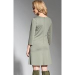 Rochie La aurora kaki lungime midi decolteu in V Rochie La aurora kaki lungime midi decolteu in V