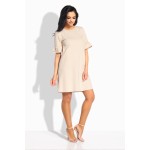 Rochie eleganta lejera cu maneci scurte evazate bej