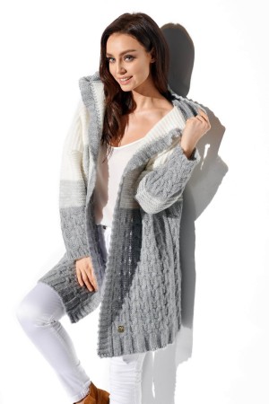 Cardigan dama 3 culori cu lungime medie si gluga