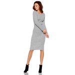 Rochie tricotata cambrata cu lungime medie gri Rochie tricotata cambrata cu lungime medie gri