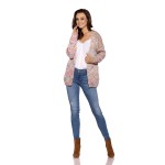 Cardigan anna tricotat scurt roz deschis