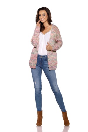 Cardigan anna tricotat scurt roz deschis